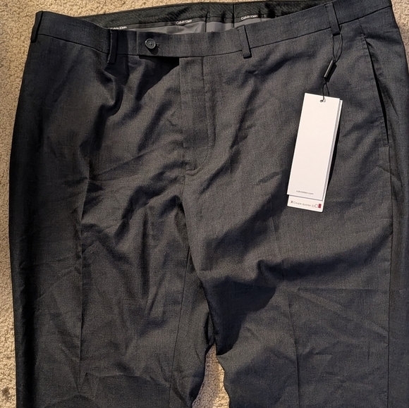 New With Tags Calvin Klein Slim Fit Dark Gray Mens Dress Pants Size 42W 30L - Picture 6 of 7